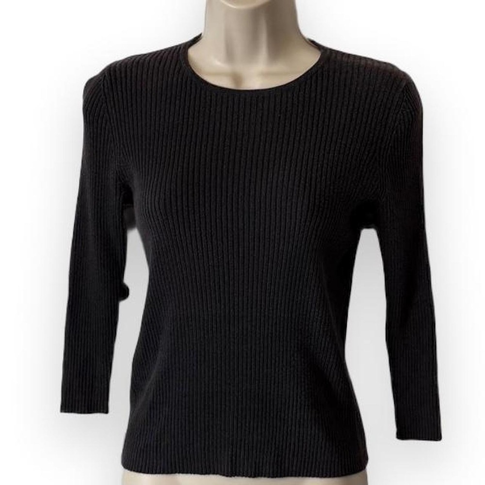 Vintage Y2K Express Black Ribbed Knit Top, Women's Size M